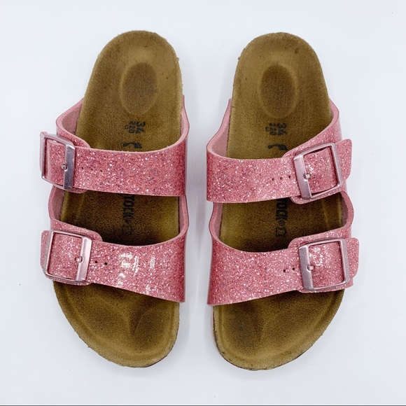 Birkenstock Girls Pink Glitter Two Buckle Strap Sandals 34 - Picture 4 of 13